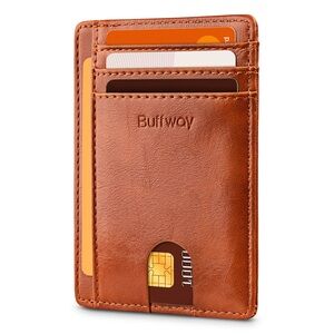 Buffway Slim Minimalist RFID Leather Wallet | Alaska Brown | NEW IN PACKAGE!